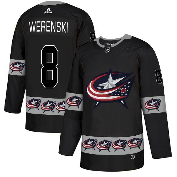 Men Columbus Blue Jackets #8 Werenski Black Adidas Fashion NHL Jersey